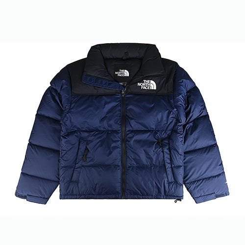 【The North Face】1996 RETRO NUPTSE字母LOGOG再生尼龍內連帽夾克外套(男款/黑x海軍藍)