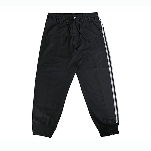 【Y-3】3S REF W CUF PT後口袋黑字LOGO羊毛混紡側邊線條設計抽繩鬆緊束口長褲(男款/黑)