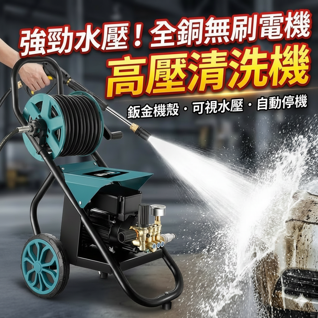 一機多用🔥【HJY】工業級高壓清洗機CG600 全銅感應式無刷電機 | 全包覆鈑金機殼 抗摔耐撞 | 可調壓/自吸兩用 專業洗車機 居家清潔 一機多用