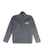 【Maison Kitsuné】狐狸頭LOGO柔軟羊毛長袖高領毛衣(男款/灰)