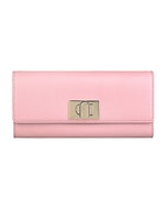 【FURLA】1927經典LOGO旋釦10卡防刮牛皮長夾(粉)