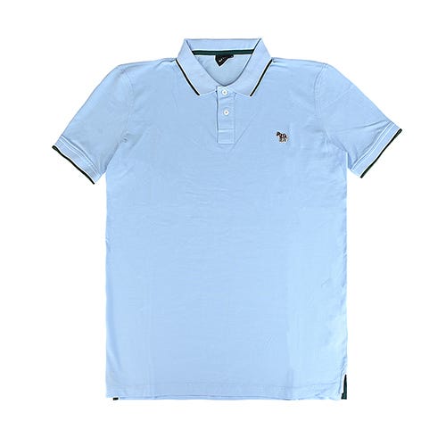 【PAUL SMITH】胸前LOGO刺繡布標設計有機棉袖polo衫(男款/白藍x深草綠)
