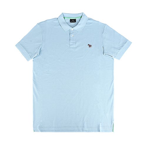 【PAUL SMITH】彩色布標斑馬LOGO刺繡設計棉質短袖polo衫(男款/淺藍x若綠)
