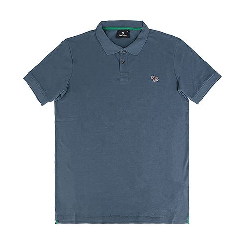 【PAUL SMITH】彩色布標斑馬LOGO刺繡設計棉質短袖polo衫(男款/藤鼠藍x琉璃綠)