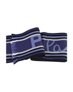 【PAUL SMITH】藍字LOGO條紋設計羊毛針織圍巾(藍x黑x白)