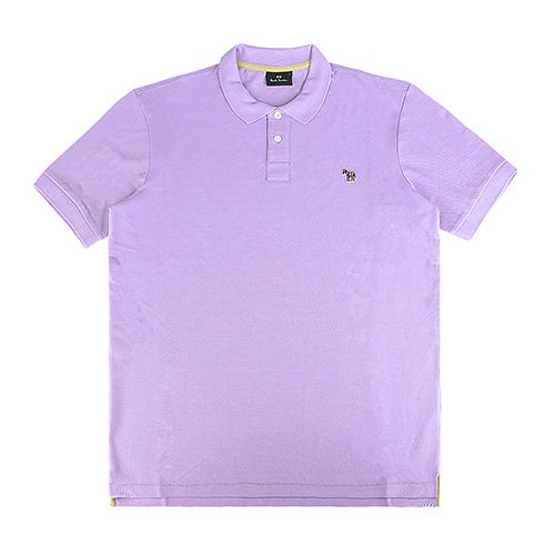 【PAUL SMITH】彩色布標斑馬LOGO刺繡設計棉質短袖polo衫(男款/紫丁香x薑黃)