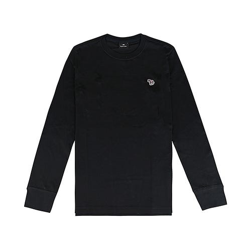 【PAUL SMITH】草寫LOGO彩色斑馬布章設計純棉長袖T恤(男款/黑)