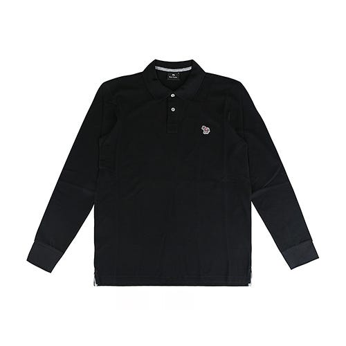 【PAUL SMITH】迷你斑馬LOGO刺繡設計有機棉長袖POLO衫(男款/黑)
