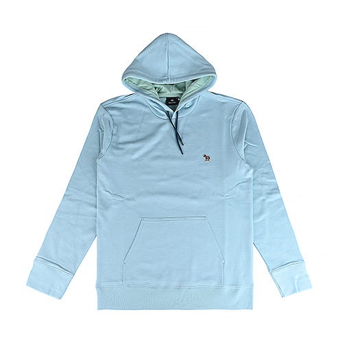 【PAUL SMITH】胸前彩虹布標LOGO斑馬造型設計有機純棉連帽T恤(男款/淺藍)
