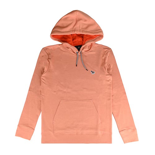 【PAUL SMITH】胸前彩虹布標LOGO斑馬造型設計有機純棉連帽T恤(男款/粉橘)