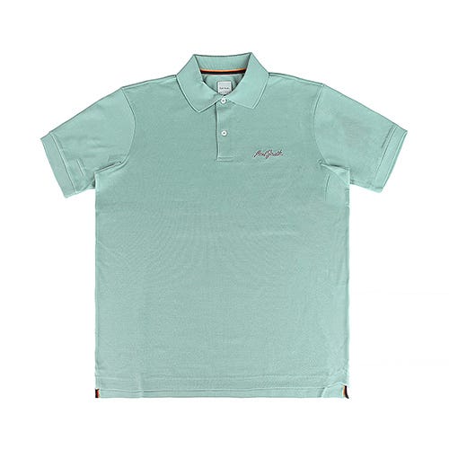 【PAUL SMITH】漸層簽字LOGO純棉雙鈕扣短袖POLO衫(男款/淺綠)