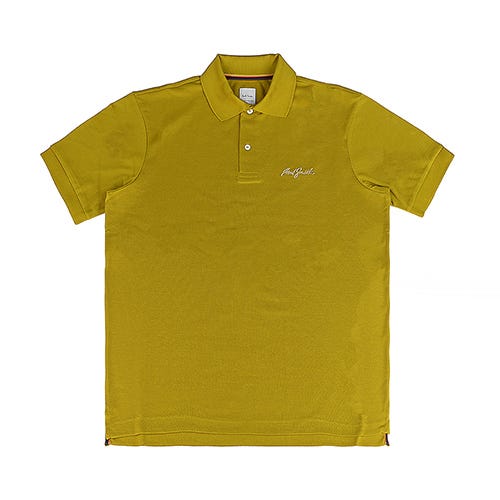 【PAUL SMITH】漸層簽字LOGO純棉雙鈕扣短袖POLO衫(男款/土黃)