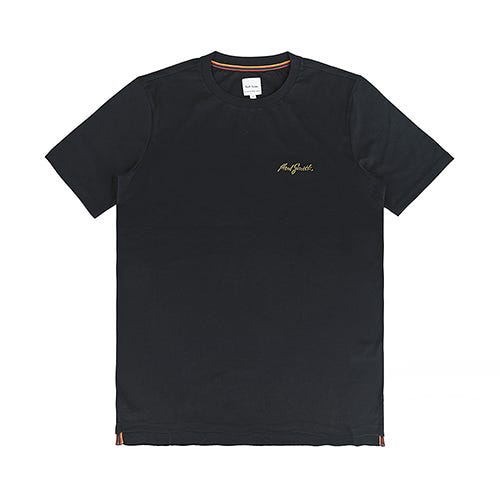 【PAUL SMITH】立體跳色刺繡LOGO純棉短袖圓領T恤(男款/黑)