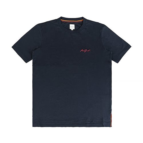 【PAUL SMITH】立體跳色刺繡LOGO純棉短袖圓領T恤(男款/海軍藍)