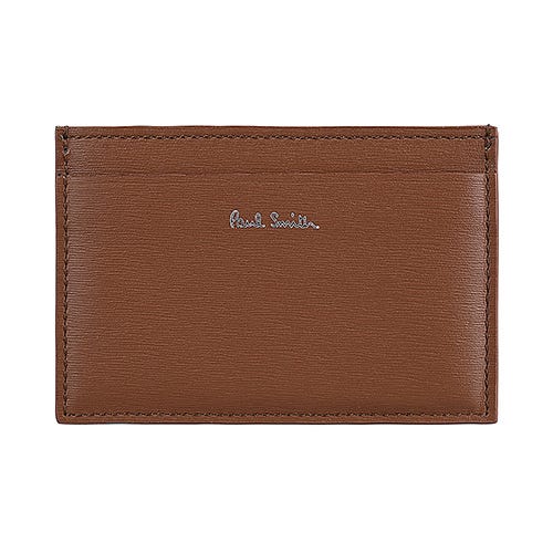 【PAUL SMITH】銀字LOGO跳色牛皮內搭尼龍卡片夾(棕褐x明黃x淺橙)