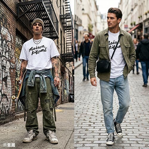 【Maison Kitsuné】純棉手寫風格短袖T恤(白x黑/男款)