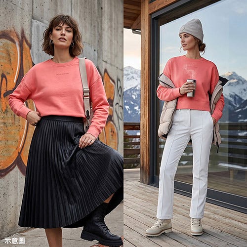 【CANADA GOOSE】純棉Muskoka系列落肩長袖T恤(粉/女款)