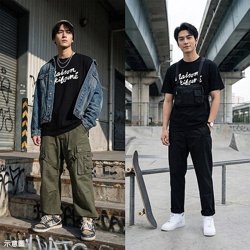 【Maison Kitsuné】純棉手寫風格短袖T恤(黑x白/男款)