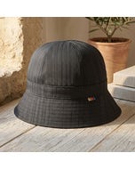 【PAUL SMITH】標誌性彩條點綴滌綸暗影條紋漁夫帽(黑)