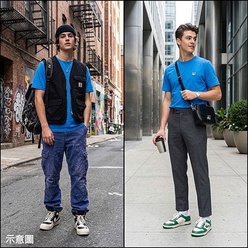 【Maison Kitsuné】純綿小狐狸短袖圓領T恤(男款/琺瑯藍)