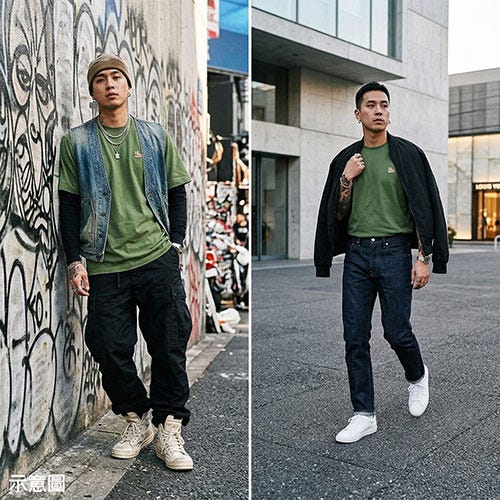 【Maison Kitsuné】CHILLAX 純綿翹腳小狐狸短袖圓領T恤(男款/軍綠)