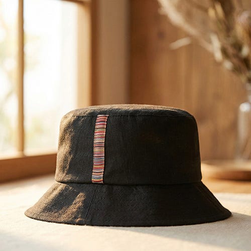 【PAUL SMITH】純亞麻搭尼龍襯裡漁夫帽(黑)