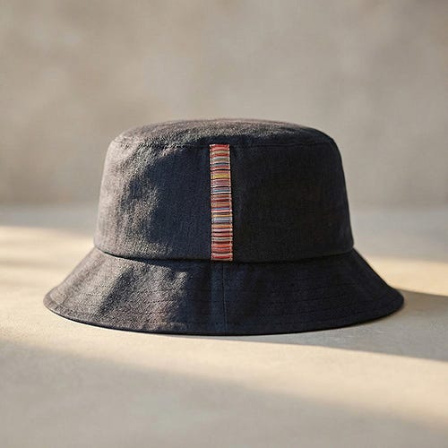 【PAUL SMITH】純亞麻搭尼龍襯裡漁夫帽(午夜藍)