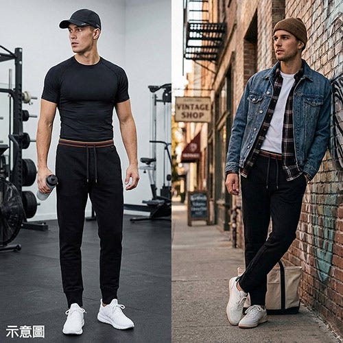 【PAUL SMITH】純棉彩色條紋彈性束繩長褲(男款x黑x多色)