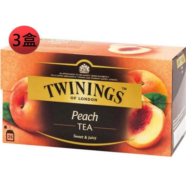 【TWININGS 唐寧茶】香甜蜜桃茶2g*25入*3盒 #雙11