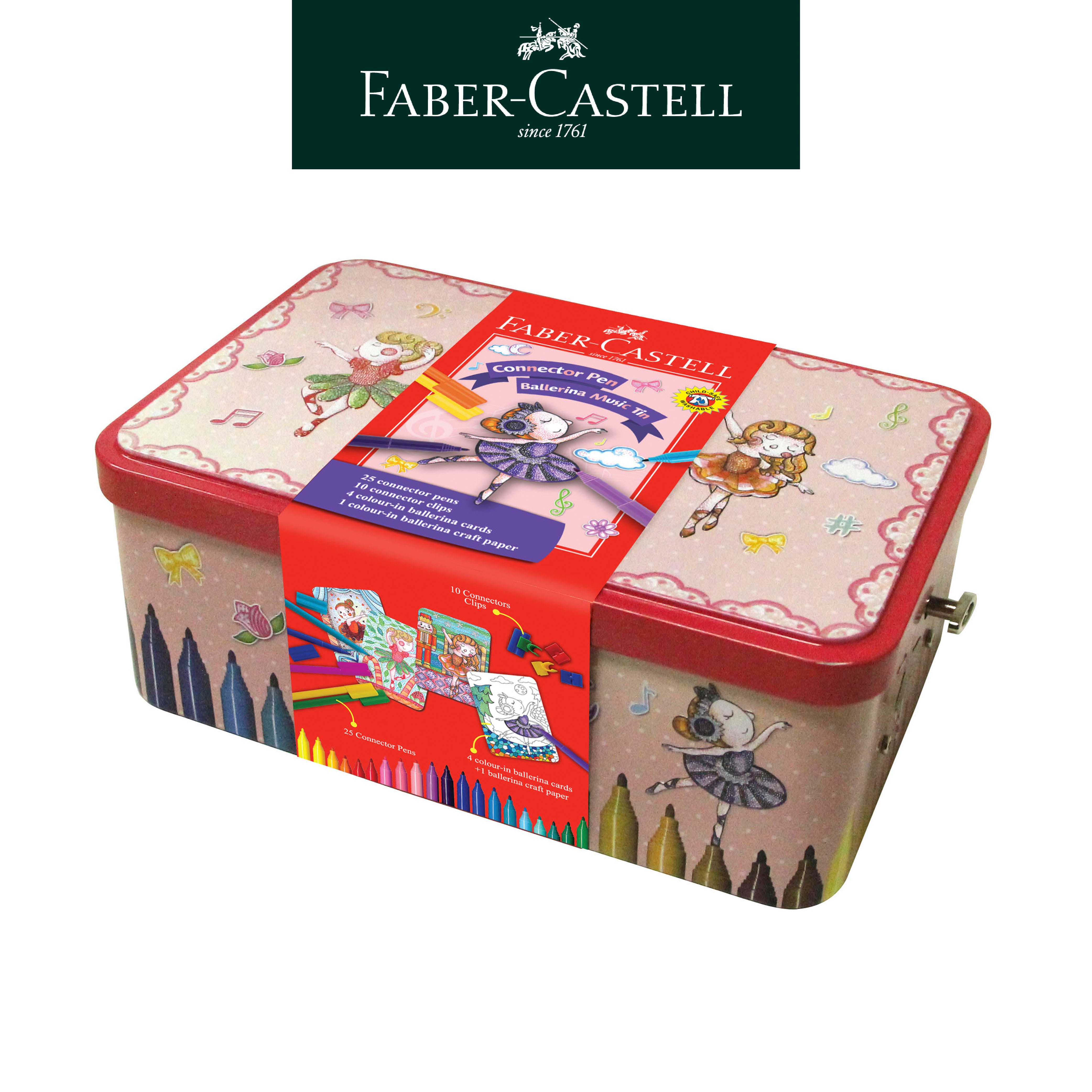 【Faber-Castell】輝柏音樂盒造型連接筆 25色