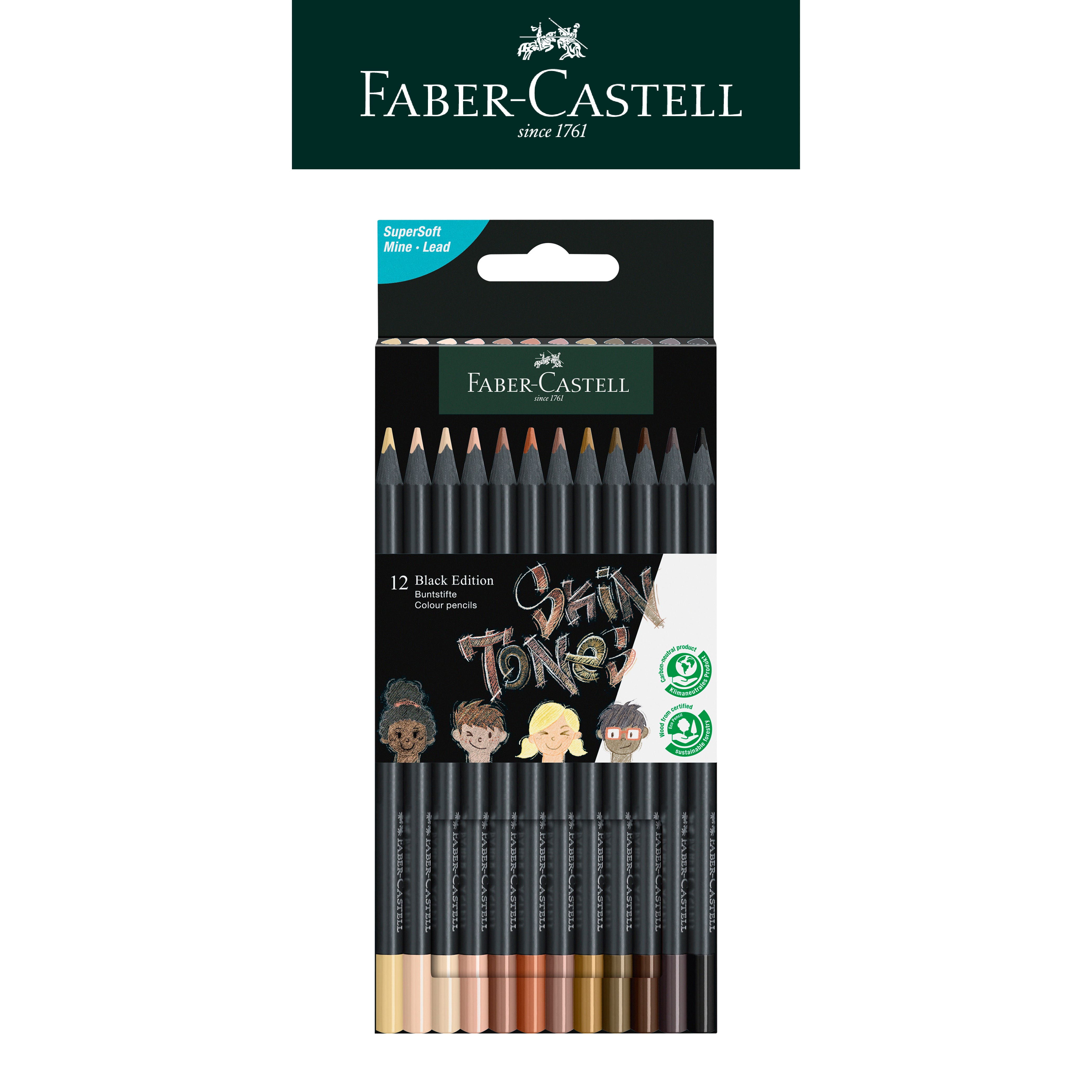  【Faber-Castell】輝柏黑旋風極軟油性色鉛筆12色 紙盒裝 膚色系