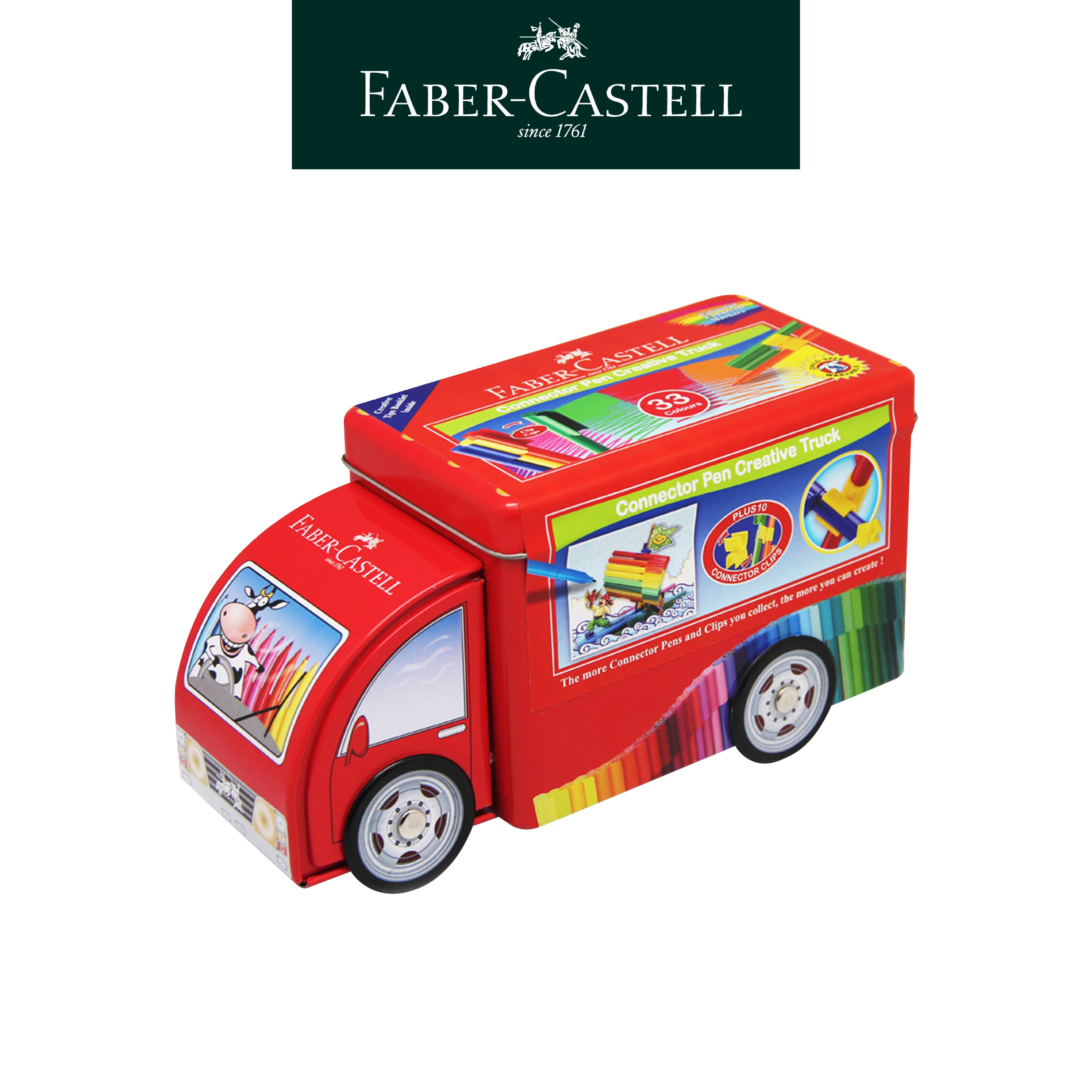  【Faber-Castell】輝柏連接彩色筆造型鐵盒-卡車/33色