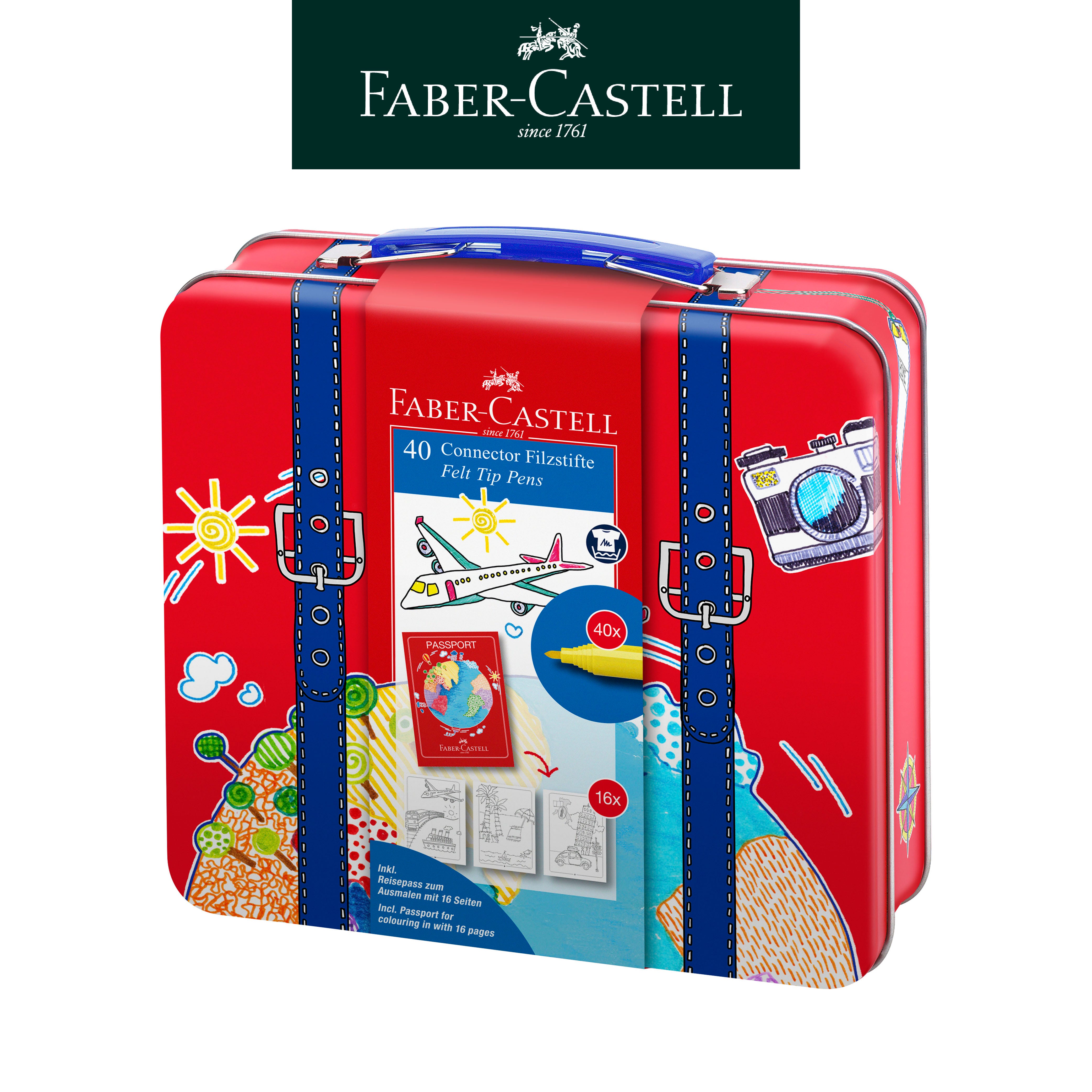 【Faber-Castell】輝柏旅行箱造型連接筆 40色