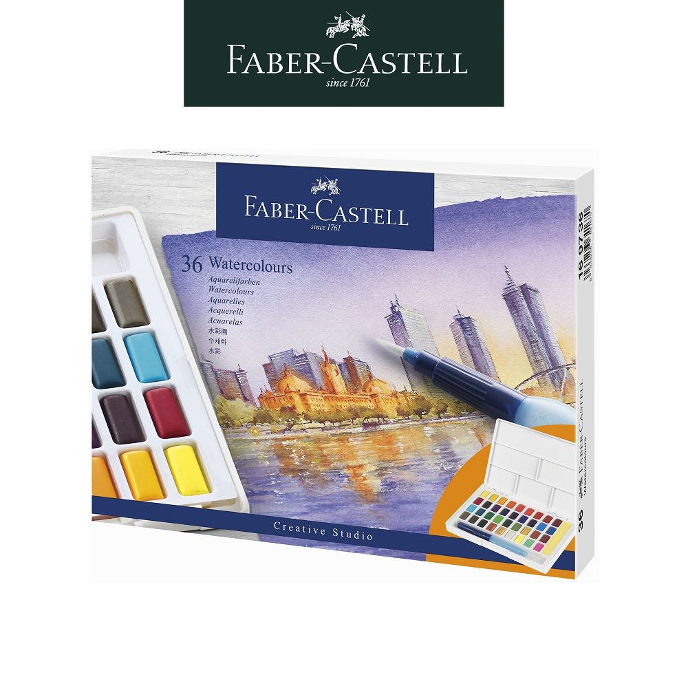【Faber-Castell】輝柏 創意工坊攜帶型水彩塊套組36色