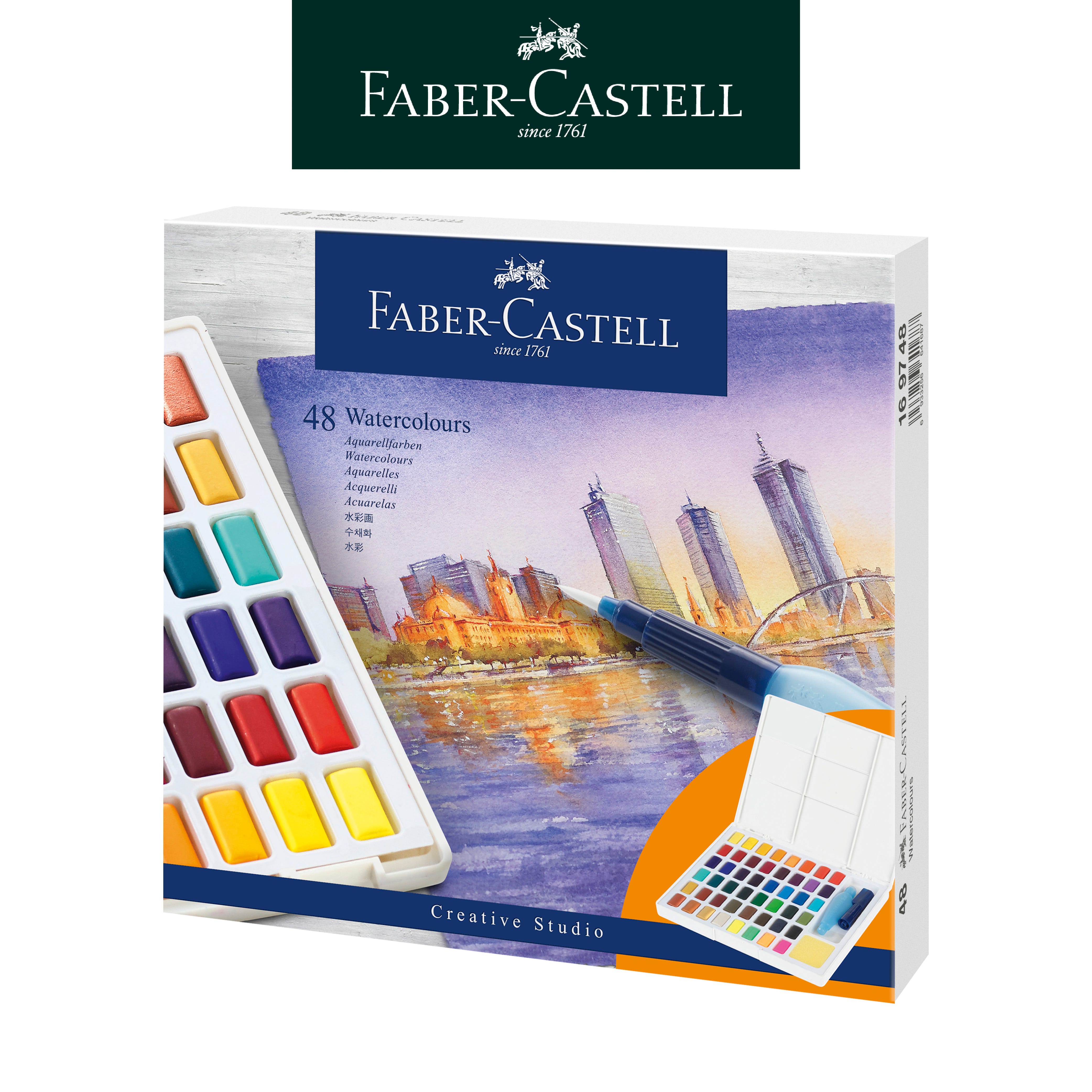 【Faber-Castell】輝柏 創意工坊攜帶型水彩塊套組48色
