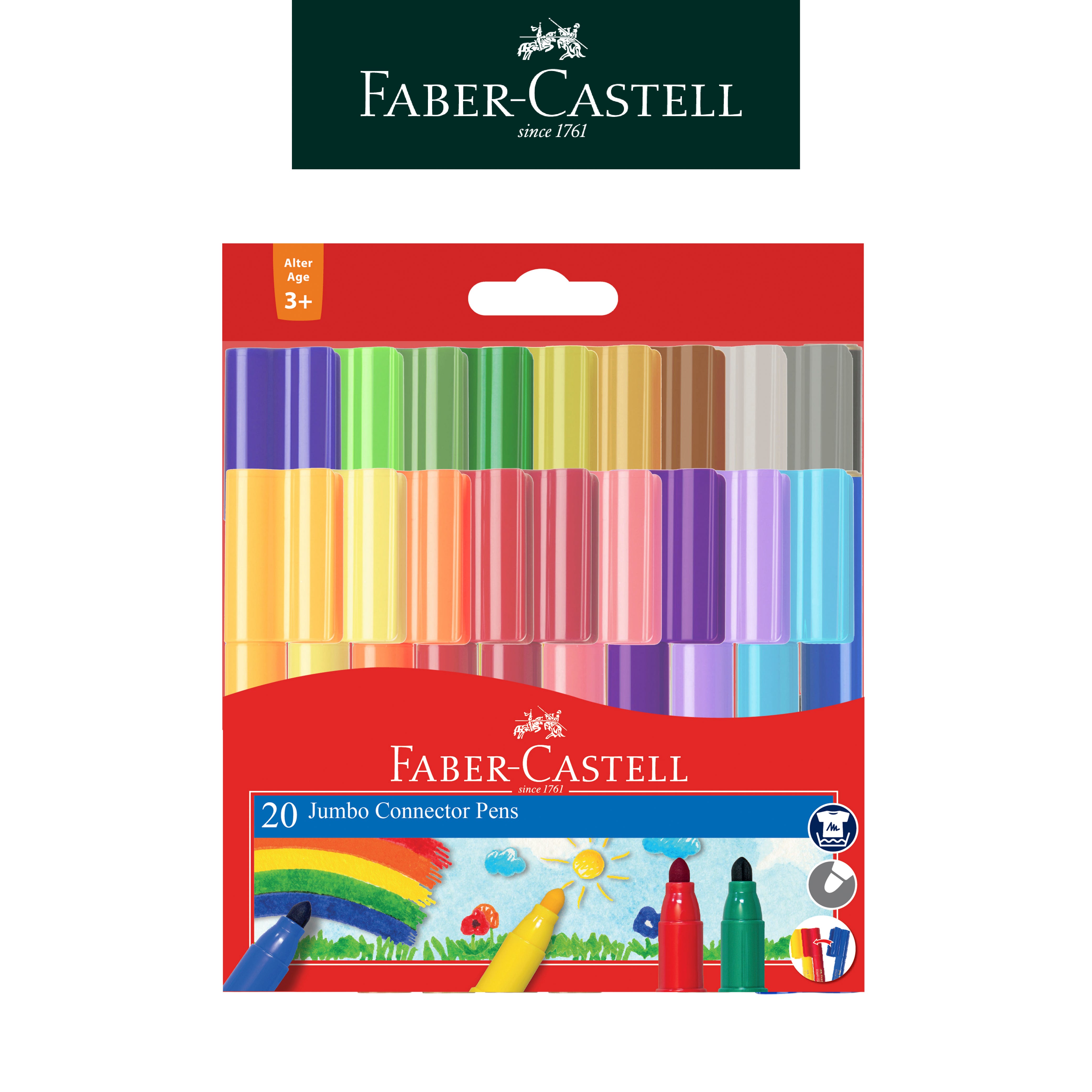 【Faber-Castell】輝柏 JUMBO連接筆20色