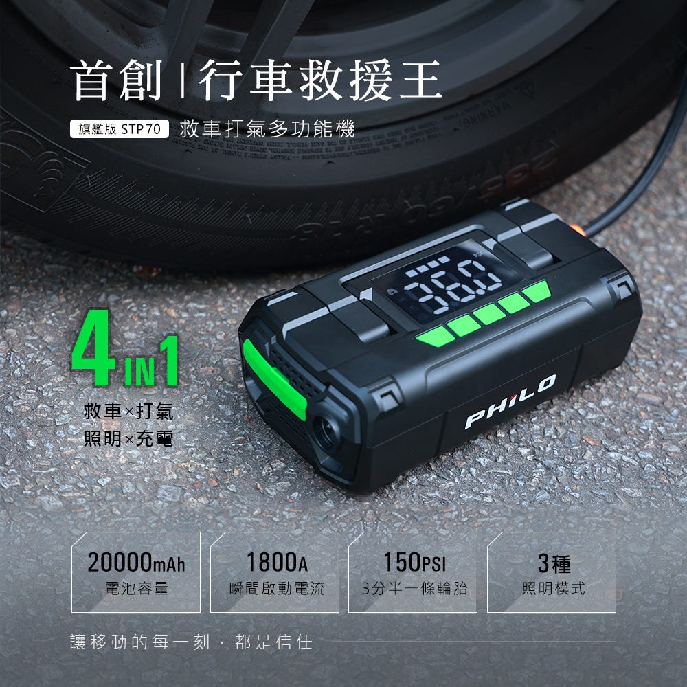 【飛樂】STP70 行車救援王_ 首創 救車 X 打氣多功能機【旗艦版】 